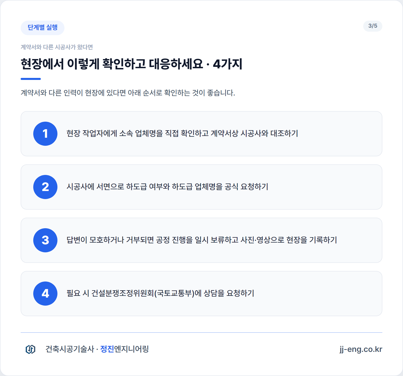 현장에서 무단 하도급 확인하고 대응하는 4단계