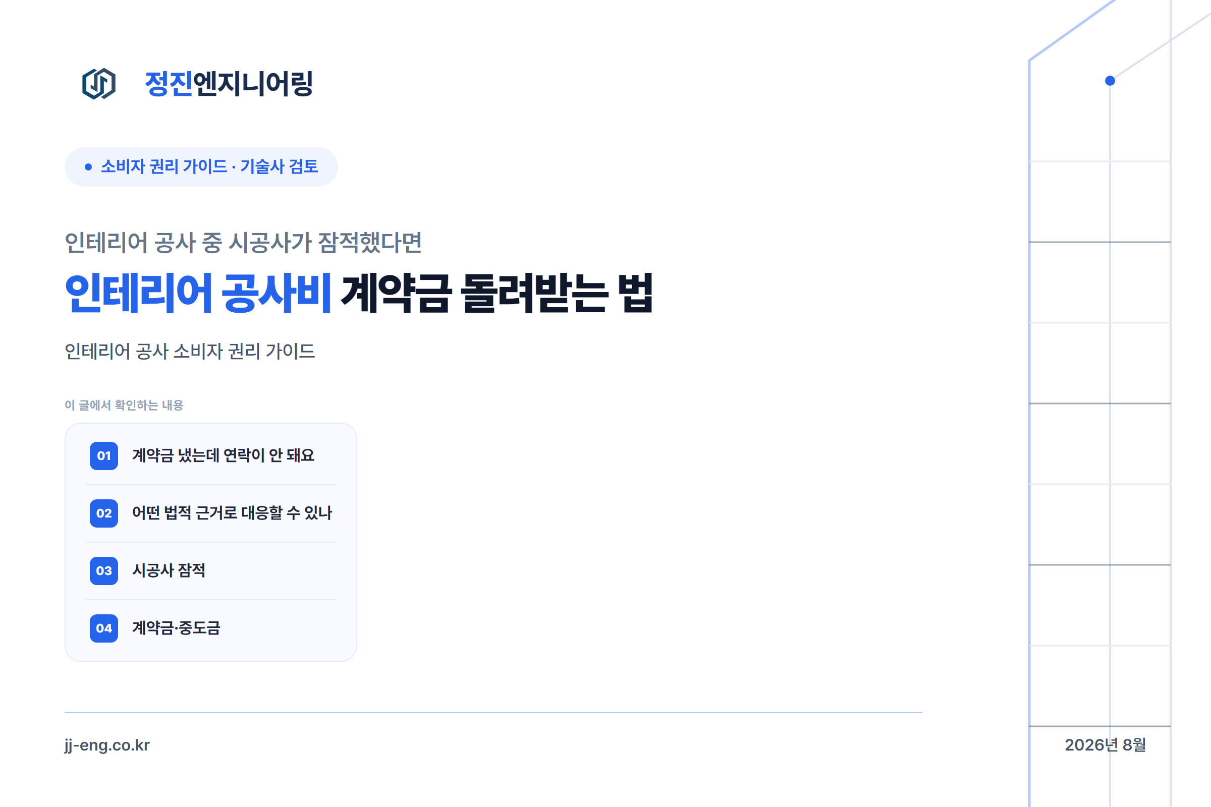인테리어 공사 중 시공사가 잠적했다면 — 공사비 계약금 돌려받는 법