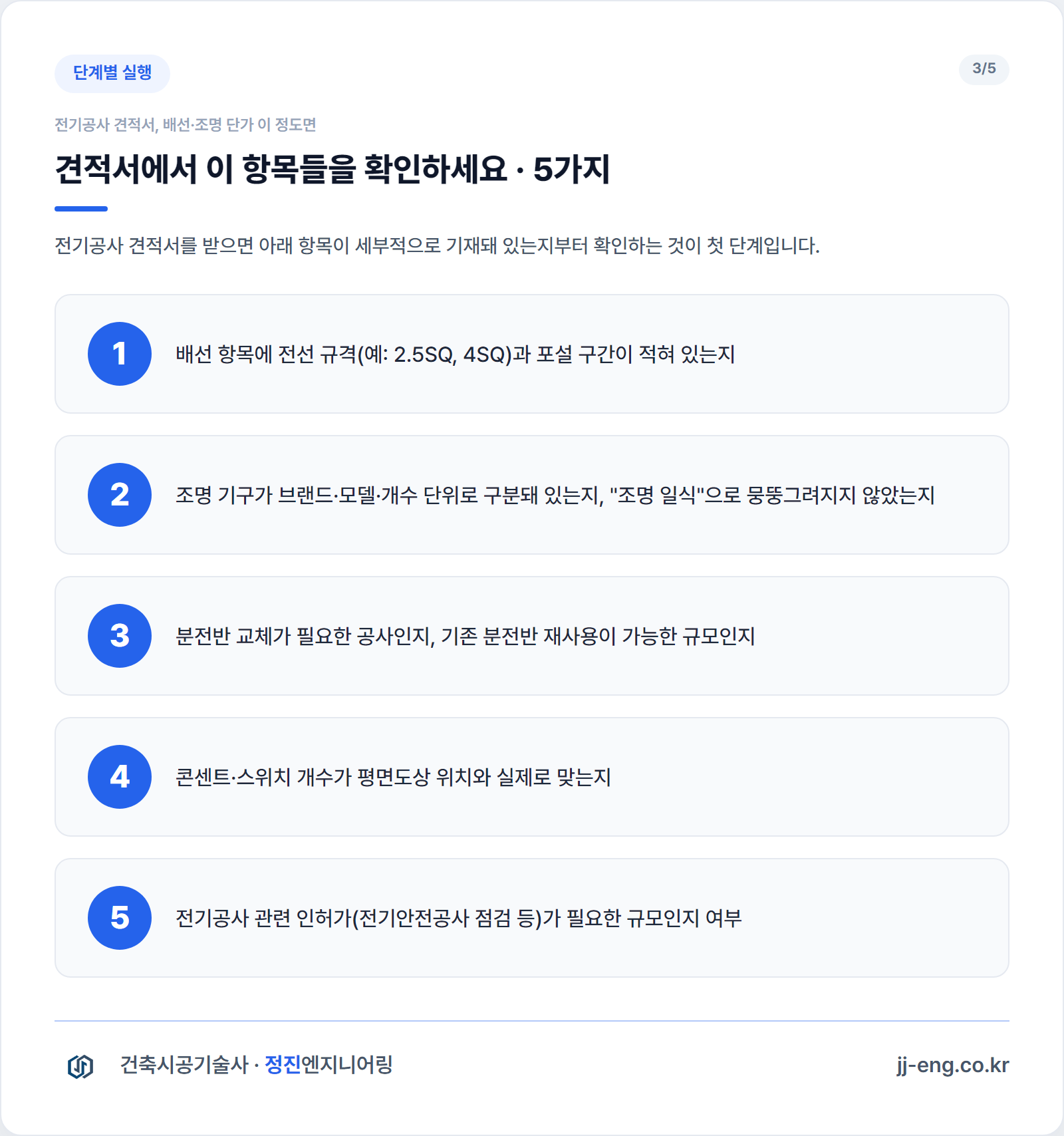전기공사 견적서 검증 체크포인트 5가지